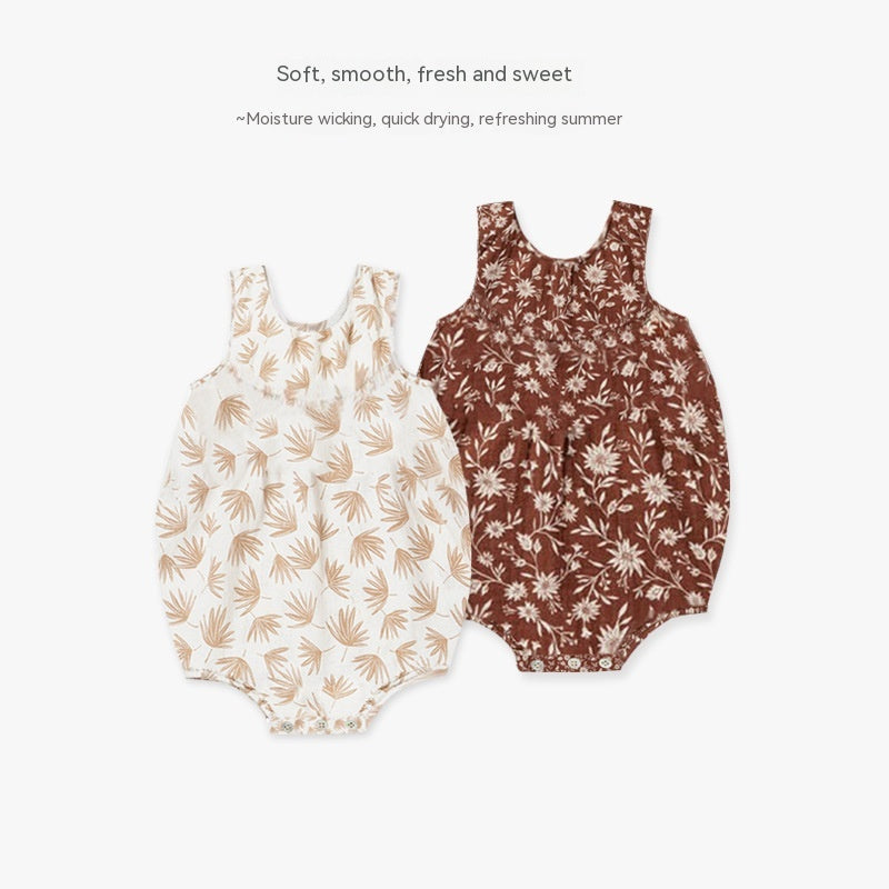 Cotton Baby Floral Romper Sleeveless Nordic Style