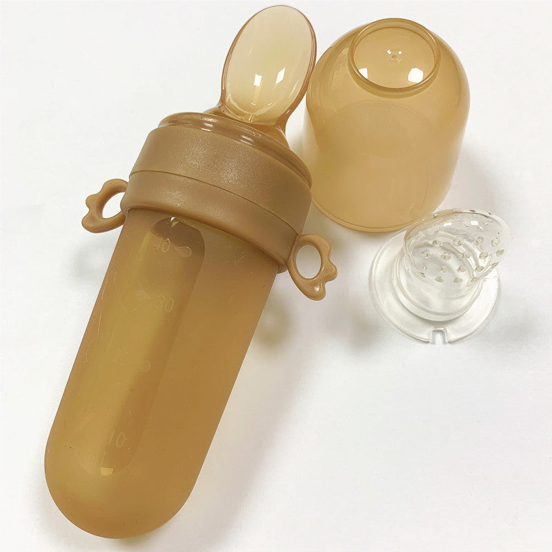 Silicone Baby Rice Cereal Squeeze Feeding Bottle Spoon
