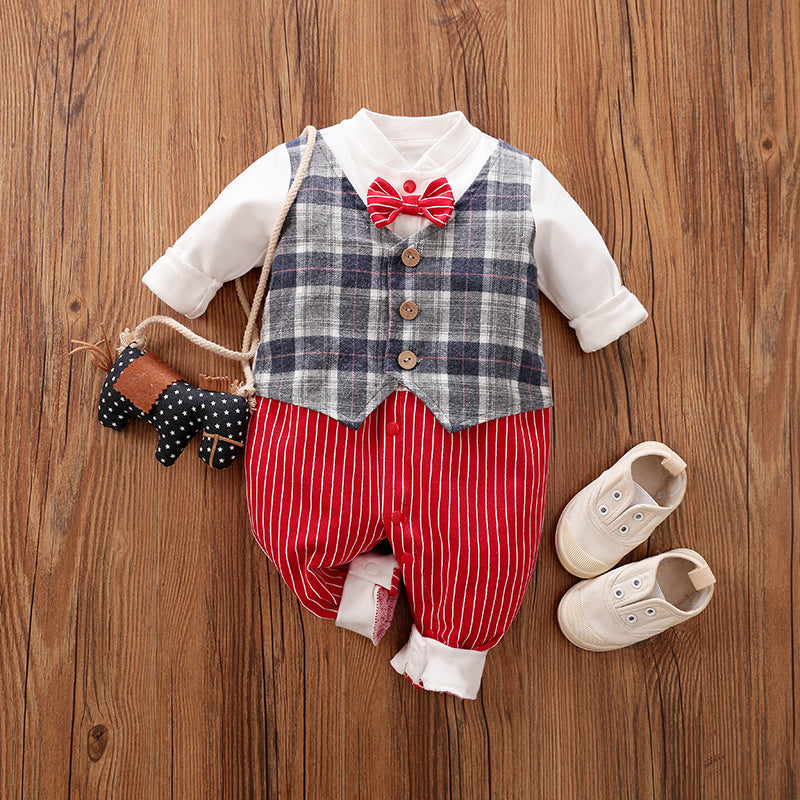 Gentleman Style Baby Jumpsuit Long Sleeve Spring Autumn