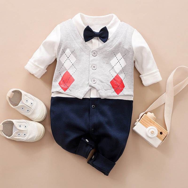 Gentleman Style Baby Jumpsuit Long Sleeve Spring Autumn