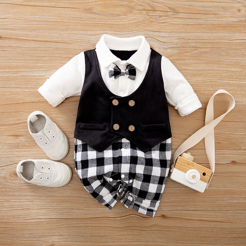 Gentleman Style Baby Jumpsuit Long Sleeve Spring Autumn