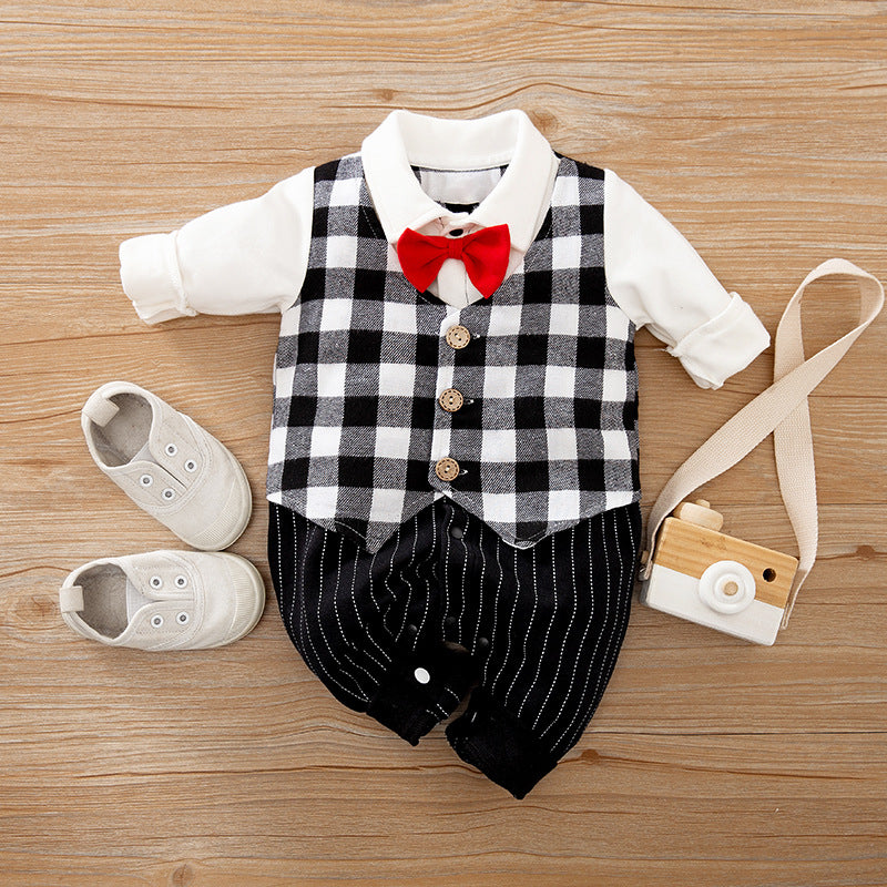 Gentleman Style Baby Jumpsuit Long Sleeve Spring Autumn