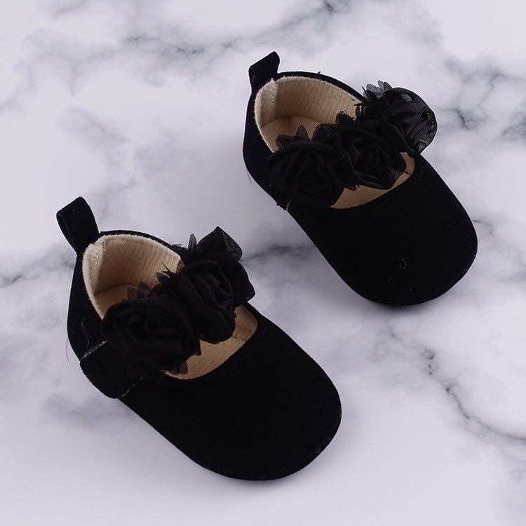 Soft Sole Baby Cotton Shoes With Flower Design