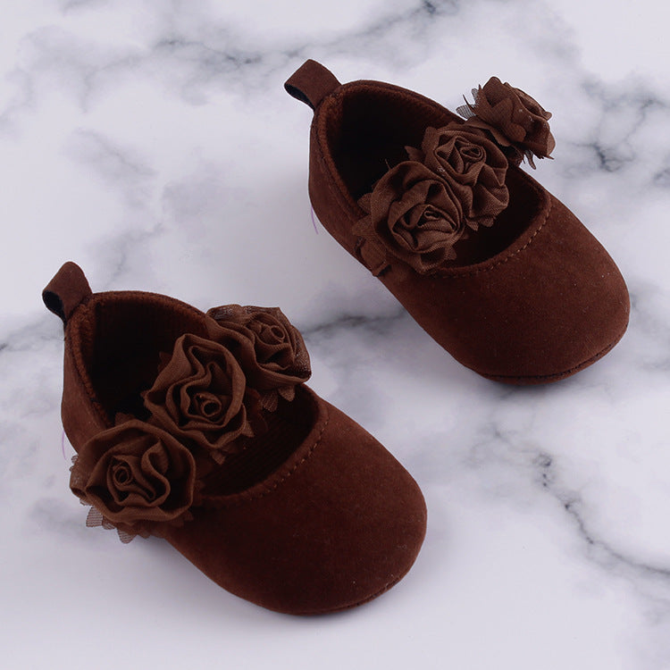 Soft Sole Baby Cotton Shoes With Flower Design