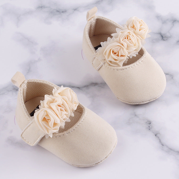 Soft Sole Baby Cotton Shoes With Flower Design