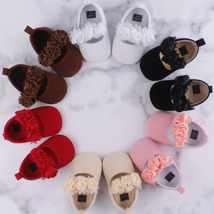 Soft Sole Baby Cotton Shoes With Flower Design