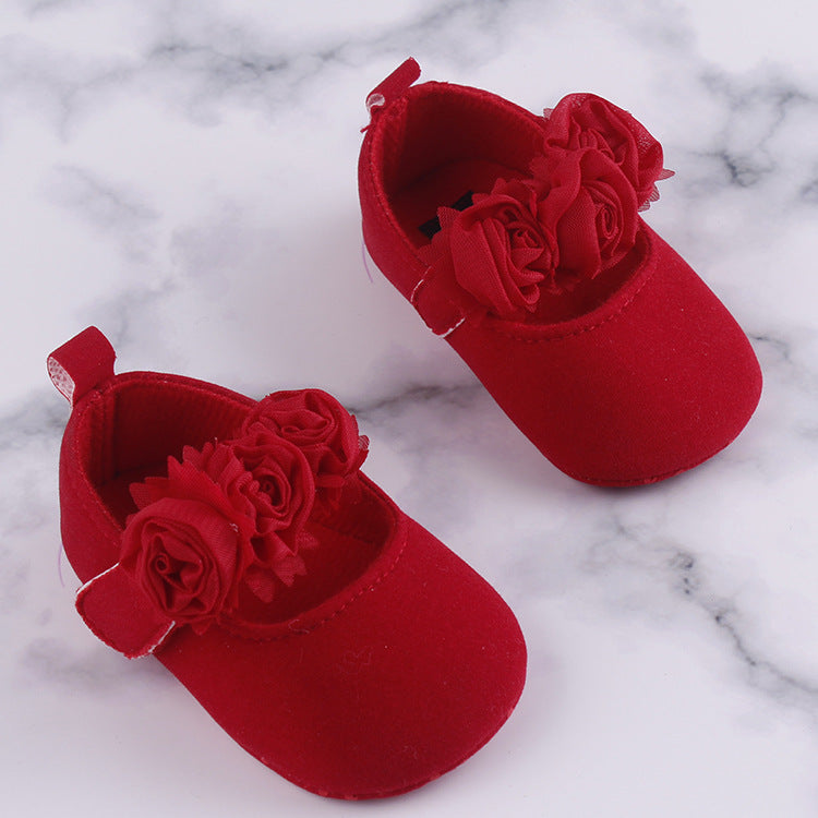 Soft Sole Baby Cotton Shoes With Flower Design