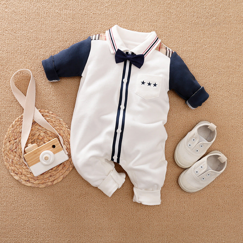 Gentleman Style Baby Romper Long Sleeve Outfit