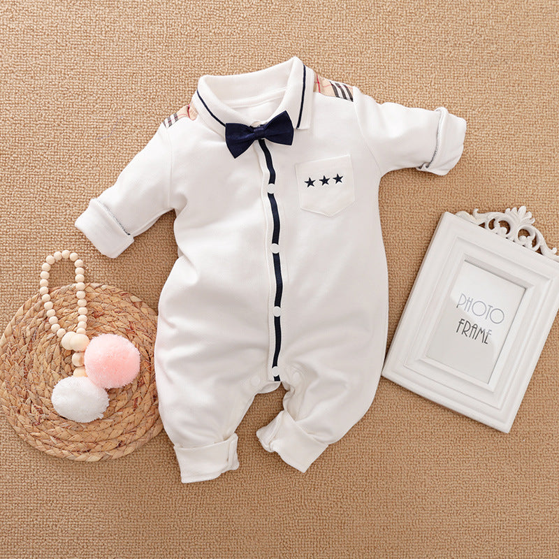 Gentleman Style Baby Romper Long Sleeve Outfit