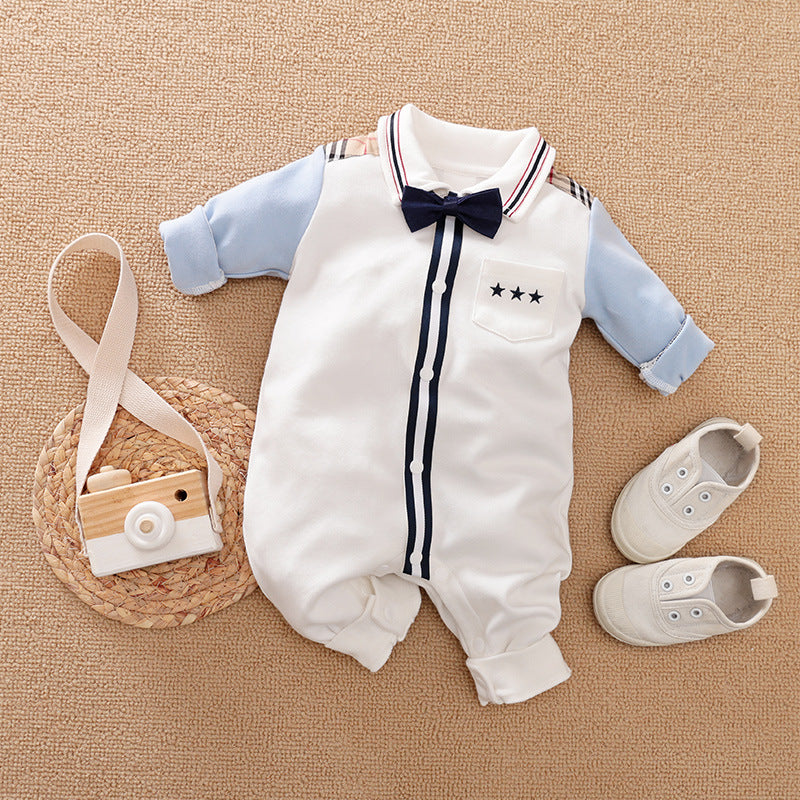 Gentleman Style Baby Romper Long Sleeve Outfit