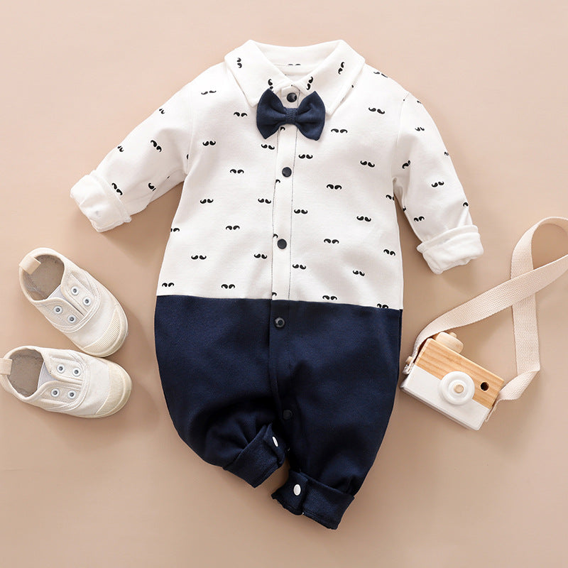 Gentleman Style Baby Romper Long Sleeve Outfit