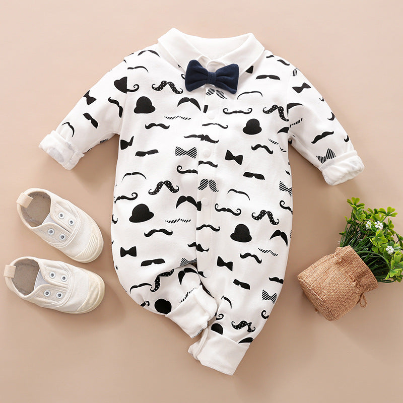 Gentleman Style Baby Romper Long Sleeve Outfit