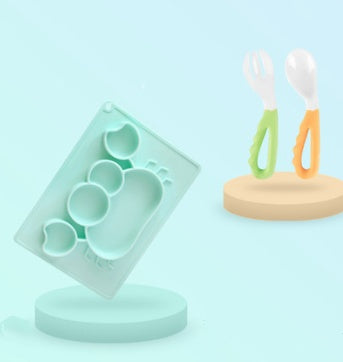 Silicone Baby Suction Bowl Cartoon Feeding Dish