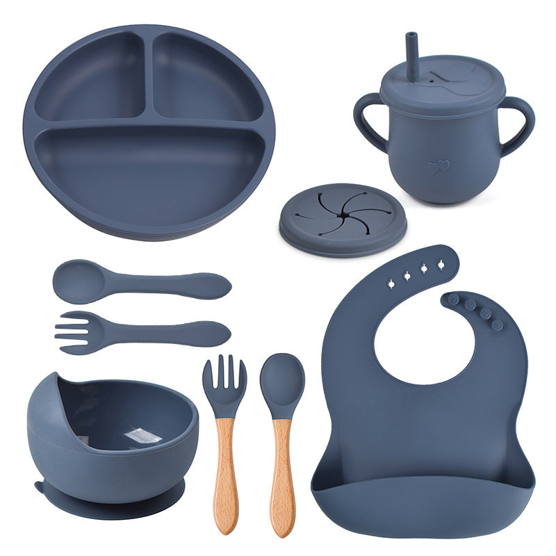 Baby Food Plate Silicone Tableware Suit