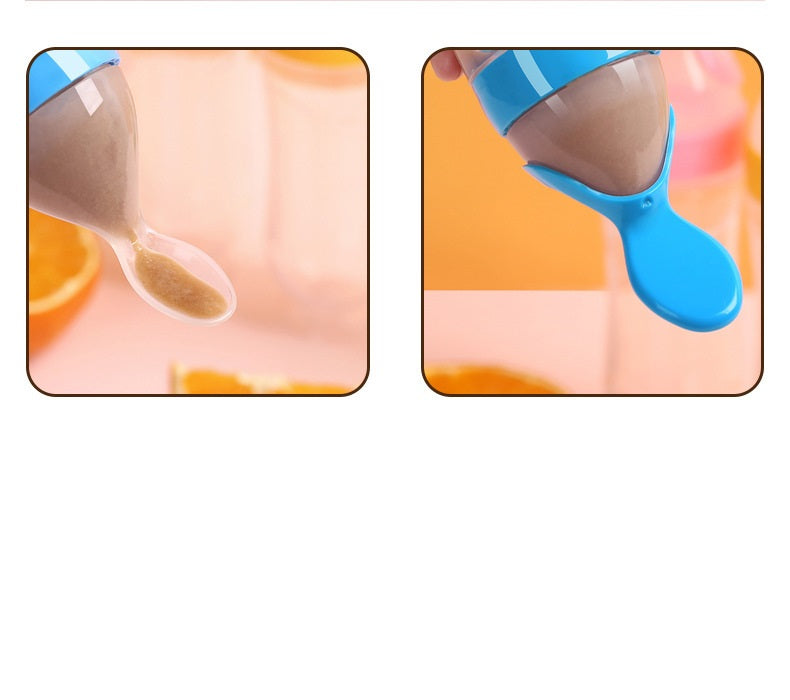 Silicone Baby Rice Paste Squeeze Feeding Bottle Spoon
