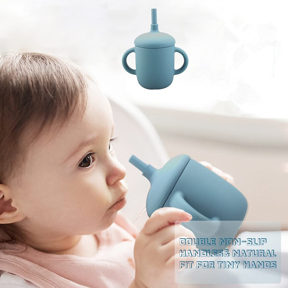 Silicone Baby Sippy Cup With Straw Leakproof Design