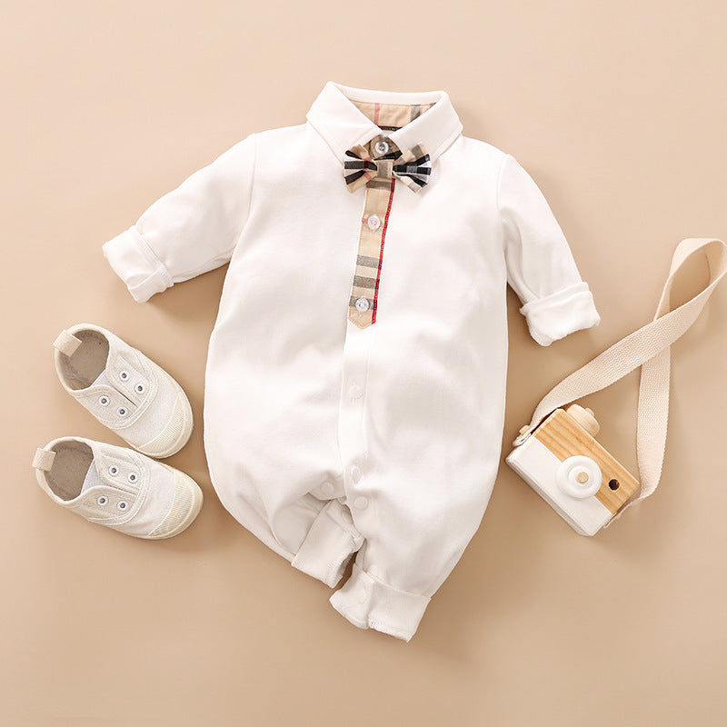 Gentleman Style Baby Romper Long Sleeve Outfit