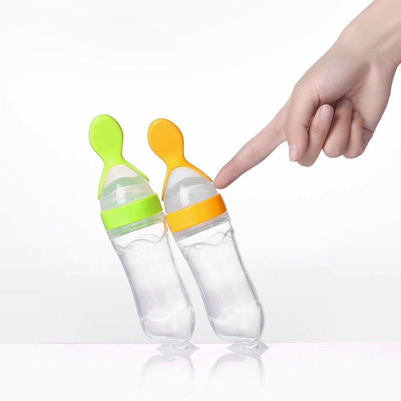 Silicone Baby Rice Paste Squeeze Feeding Bottle Spoon