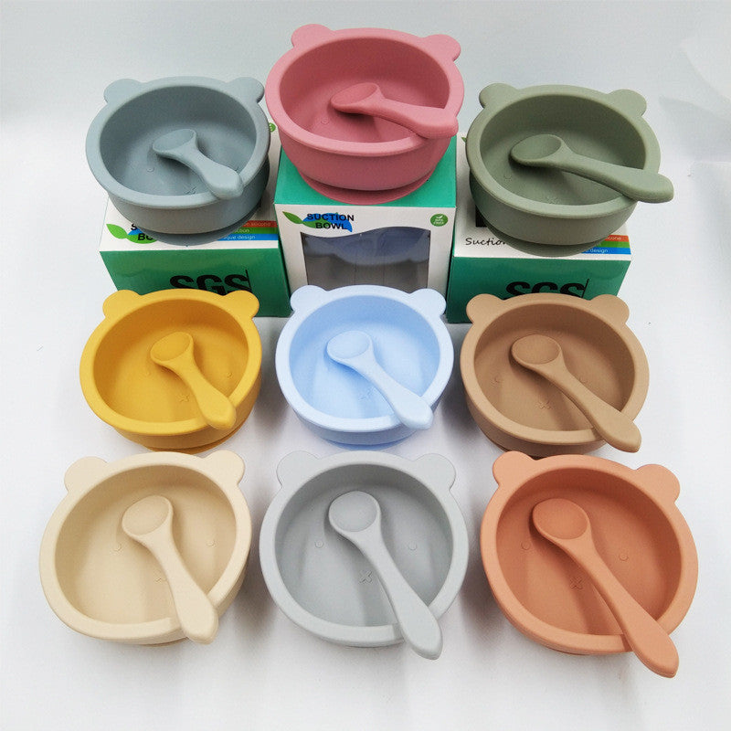Bear Silicone Baby Suction Bowl Anti-Fall Feeding Dish