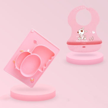 Silicone Baby Suction Bowl Cartoon Feeding Dish