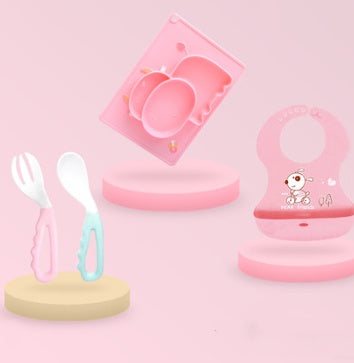 Silicone Baby Suction Bowl Cartoon Feeding Dish