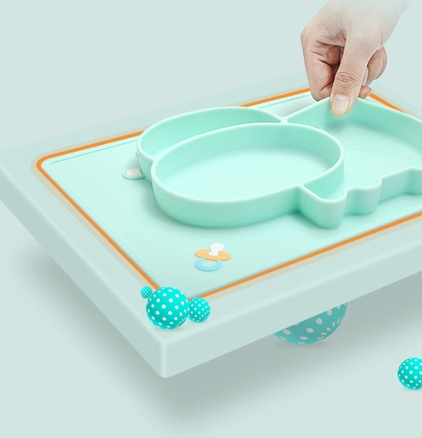 Silicone Baby Suction Bowl Cartoon Feeding Dish