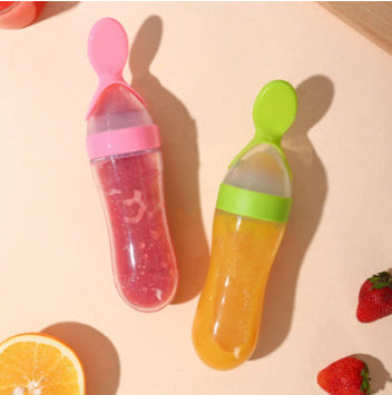 Silicone Baby Rice Paste Squeeze Feeding Bottle Spoon