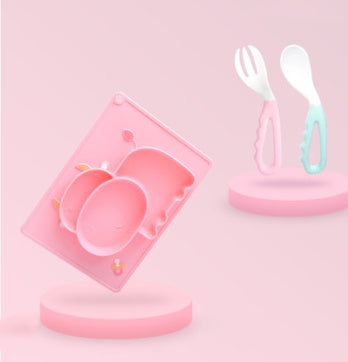 Silicone Baby Suction Bowl Cartoon Feeding Dish