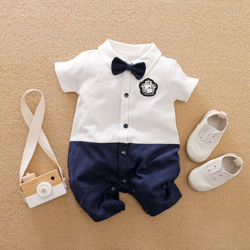 Gentleman Style Baby Romper Long Sleeve Outfit