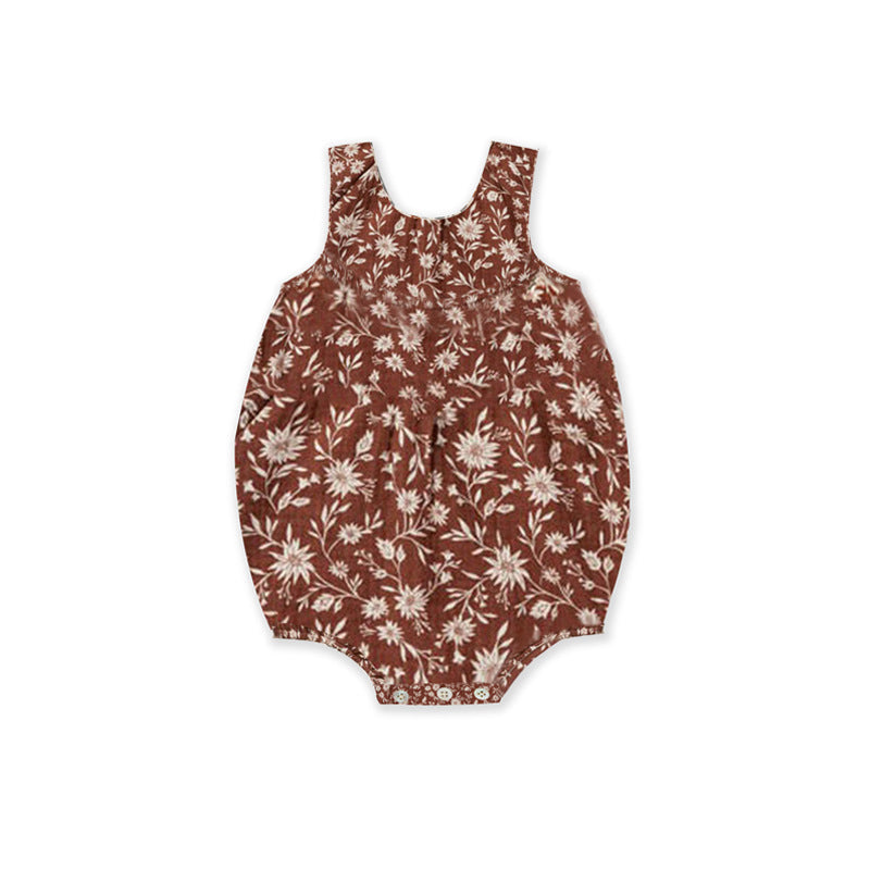 Cotton Baby Floral Romper Sleeveless Nordic Style