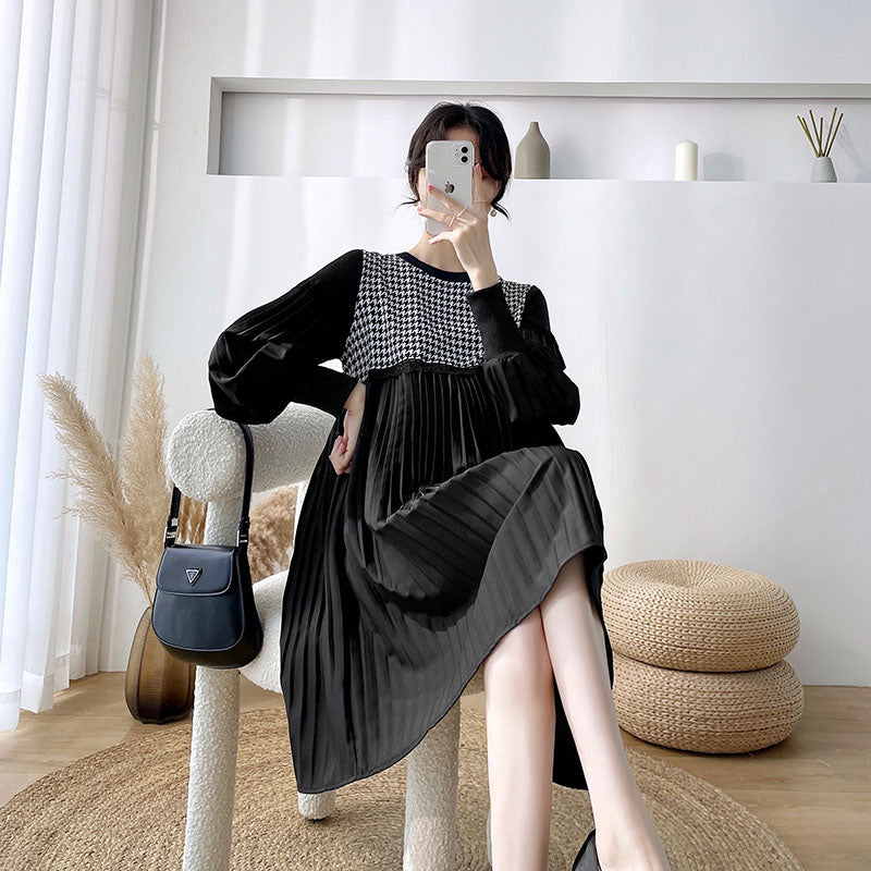 Fashion Patchwork Loose Maternity Dress Set