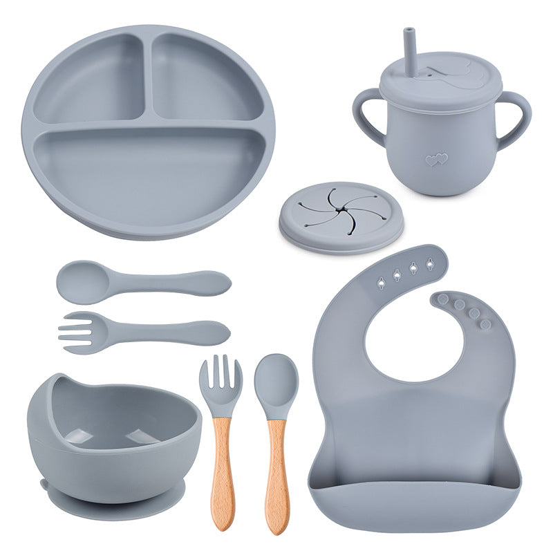 Baby Food Plate Silicone Tableware Suit