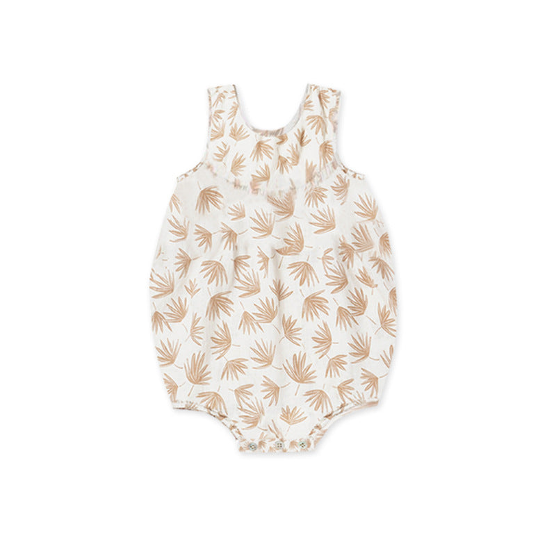 Cotton Baby Floral Romper Sleeveless Nordic Style