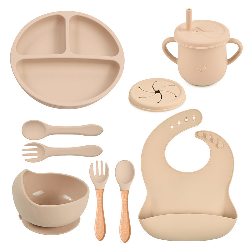 Baby Food Plate Silicone Tableware Suit