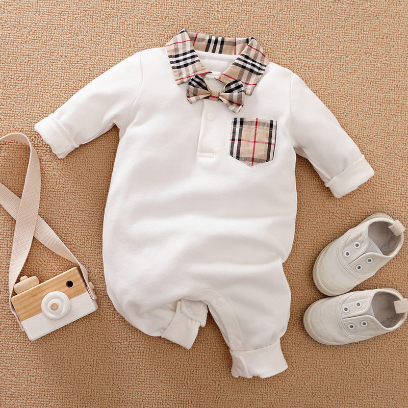 Gentleman Style Baby Romper Long Sleeve Outfit