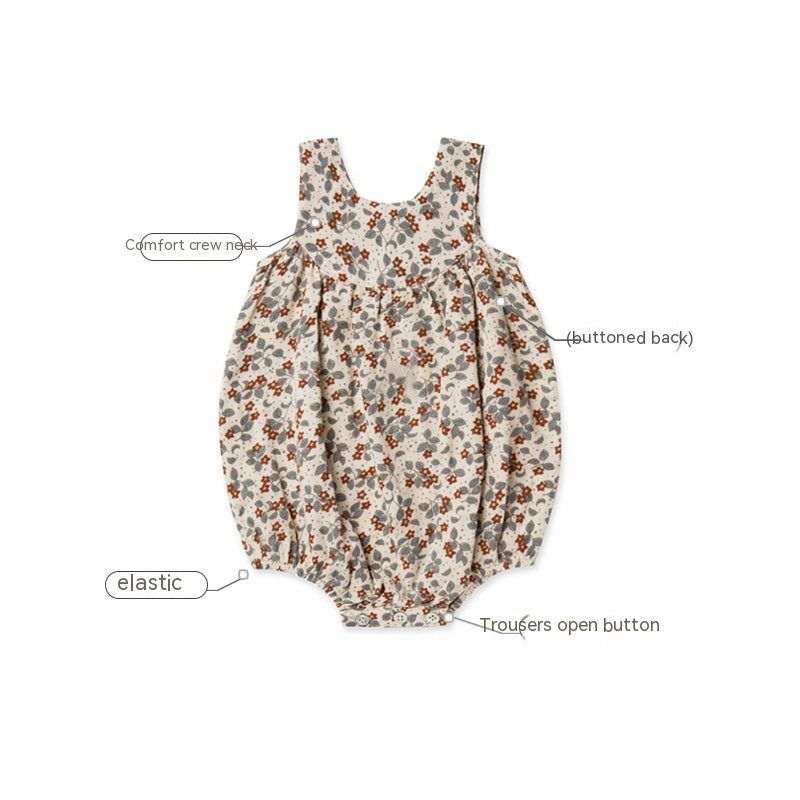 Cotton Baby Floral Romper Sleeveless Nordic Style