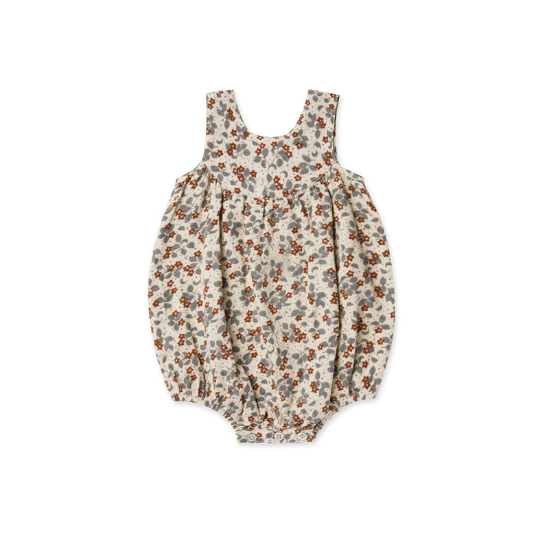 Cotton Baby Floral Romper Sleeveless Nordic Style