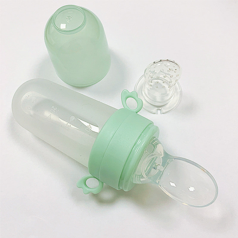 Silicone Baby Rice Cereal Squeeze Feeding Bottle Spoon