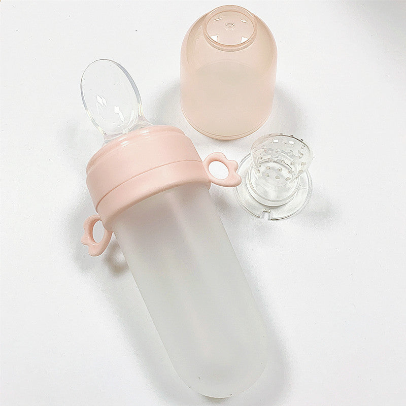 Silicone Baby Rice Cereal Squeeze Feeding Bottle Spoon